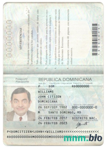 Szablon paszportu Dominicana w formacie PSD